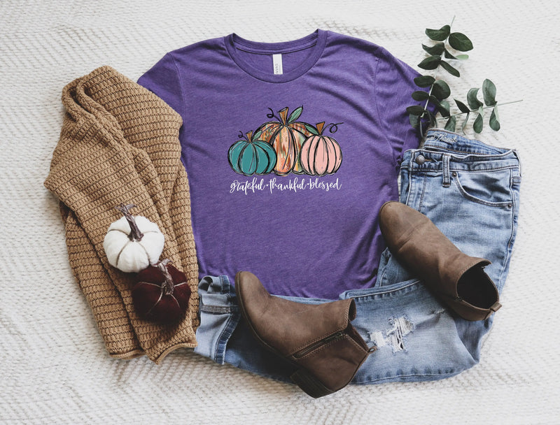 Thankful Grateful Blessed,Thanksgiving T-Shirt