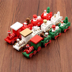 Christmas Train Painted Wood Decoration