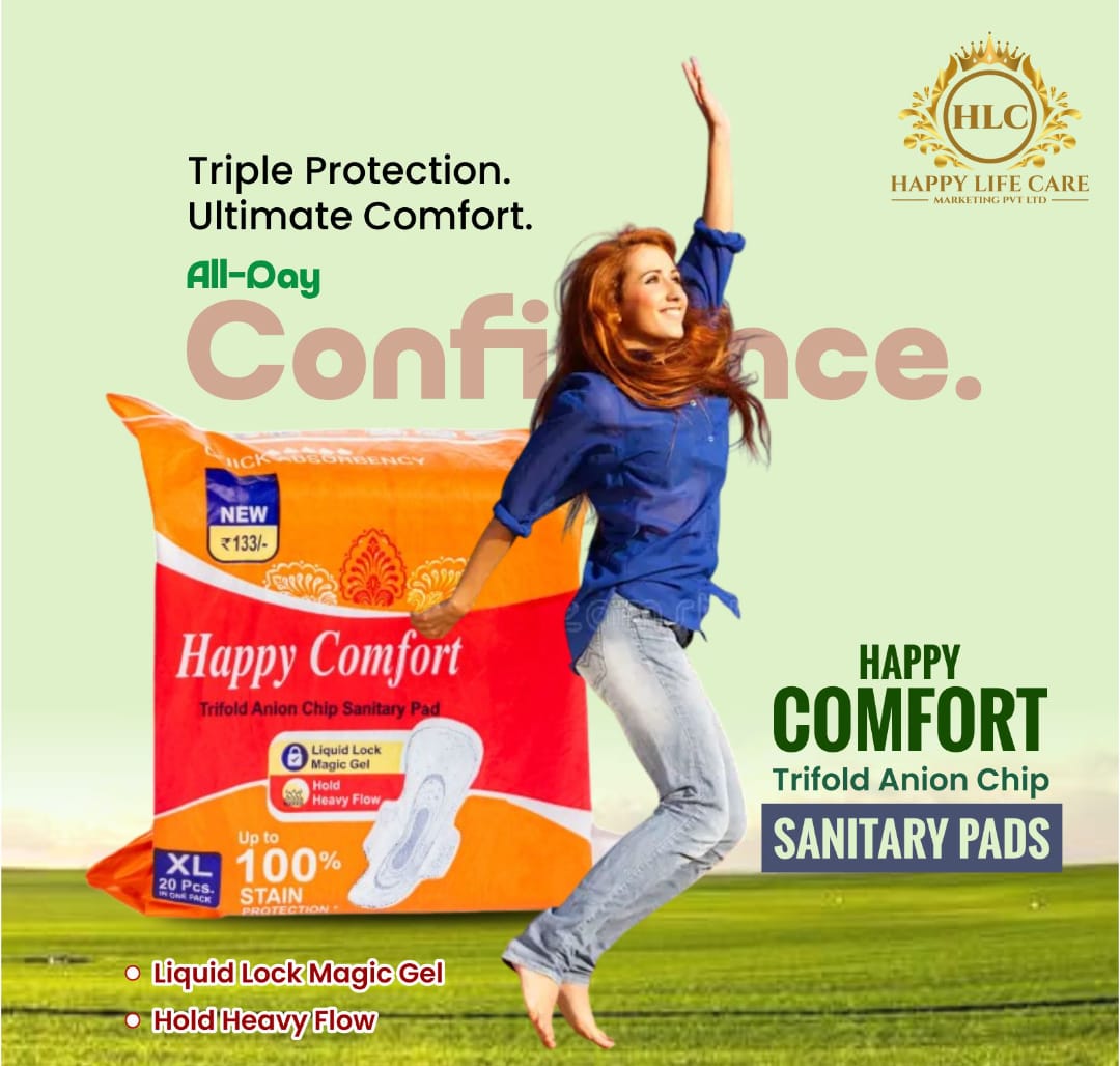 Happy Comfort Trifold Anion Chip Sanitary Pads